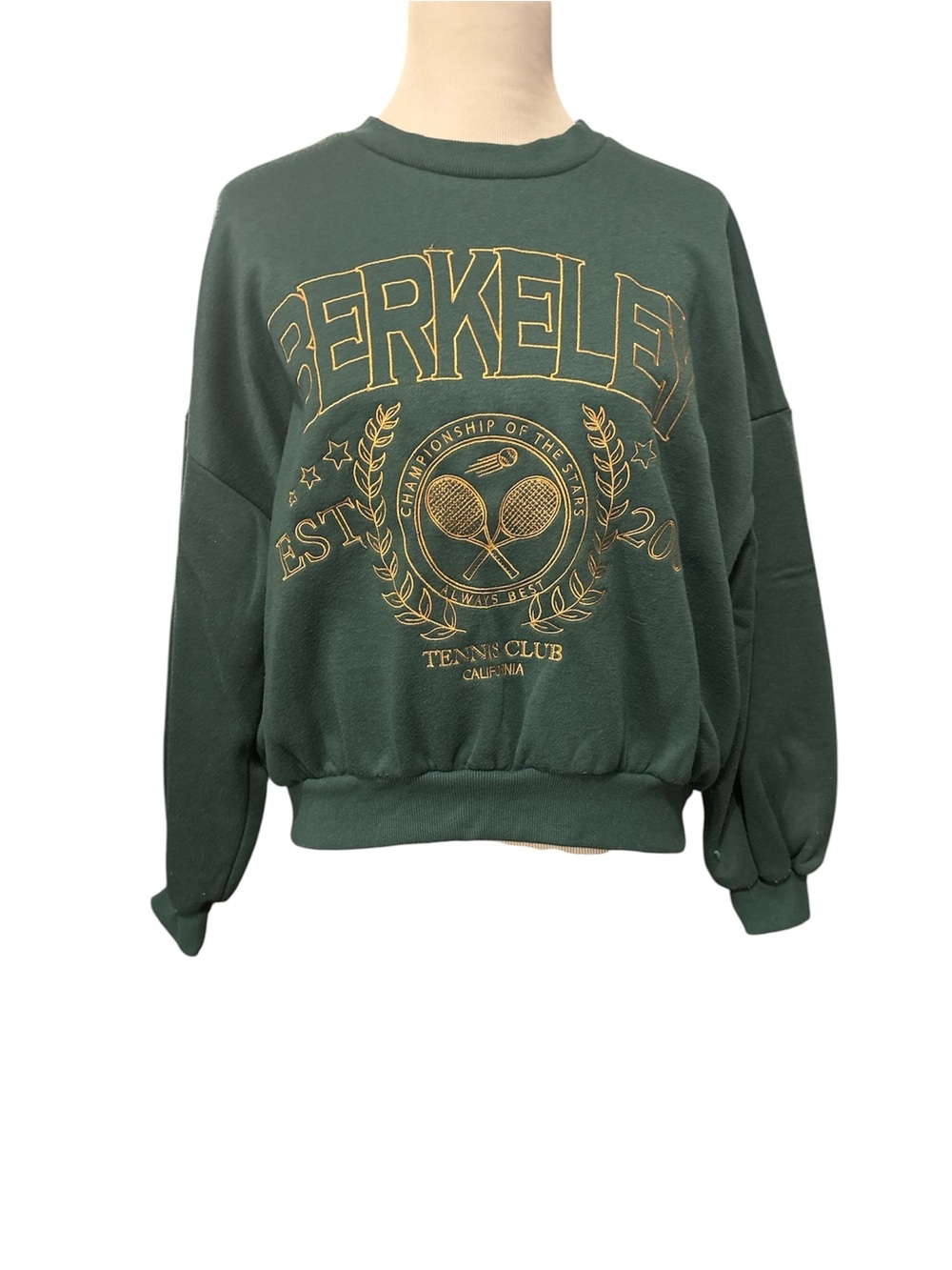 Blu Pepper Dark Green Crewneck Sweatshirt with Gold Berkeley Graphic